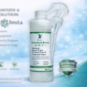 EnviroShade Insta, rapid surface disinfectant spray, Alcohol based hospital surface disinfectant, Aaradhya Life Sciences disinfectant spray product, Rapid disinfectant for healthcare facilities, Surface sanitizer for ICU and OT areas, Medical surface disinfectant spray solution