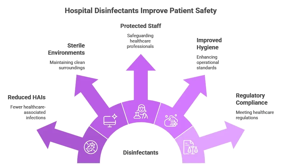 hospital grade disinfectant, hospital disinfectant solutions, healthcare disinfectant products, infection control disinfectants, disinfectants for healthcare facilities,