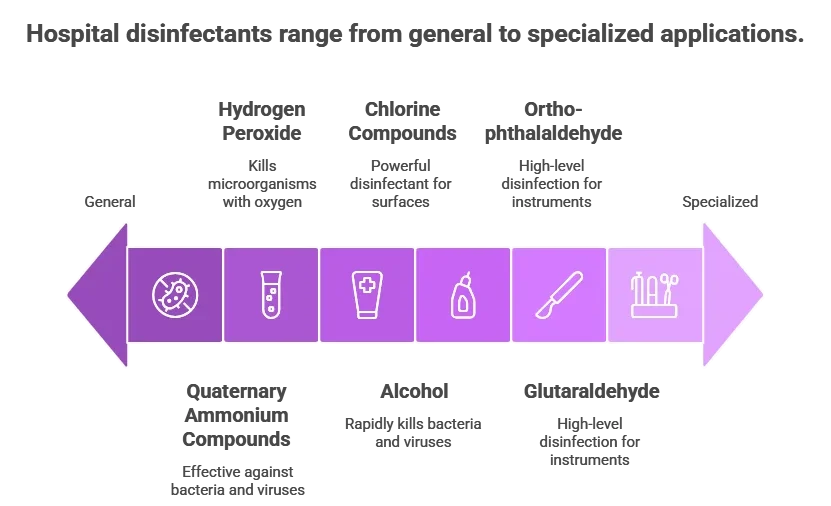 hospital grade disinfectant, hospital disinfectant solutions, healthcare disinfectant products, infection control disinfectants, disinfectants for healthcare facilities,