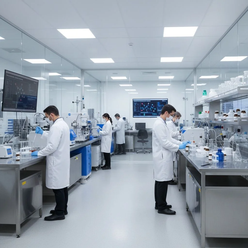 Pharmaceutical manufacturing and quality control laboratory ensuring GMP compliance and product safety, Hospital Disinfectant Manufacturer, Disinfectant Manufacturers In India, Infection Control & Disinfectant Manufacturer In India, disinfection and disinfectants